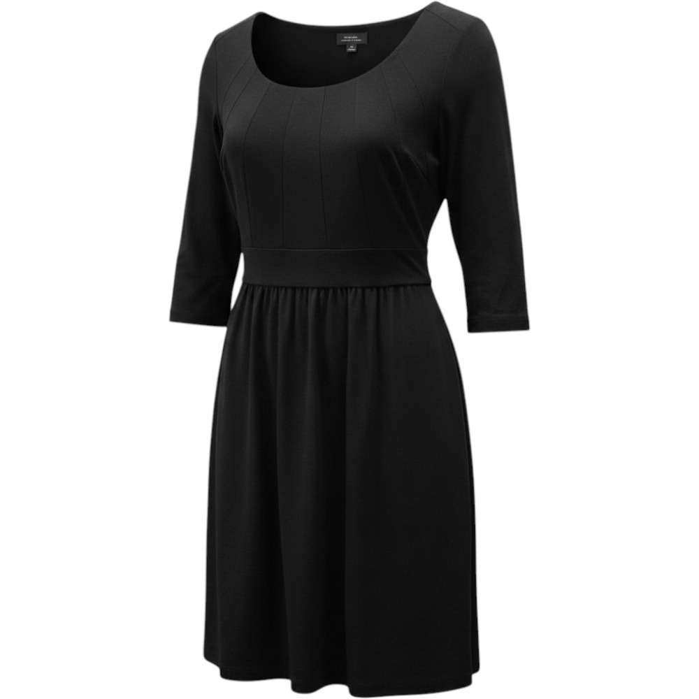 $165 TAHARI ASL ARTHUR LEVINE Black 3/4 Sleeve Square Neck Knee Length Dress 12‎
